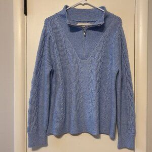 LOFT #760190 Women's L/S Cozy Cable Half-Zip Pullover Sweater Top XL Blue 2023